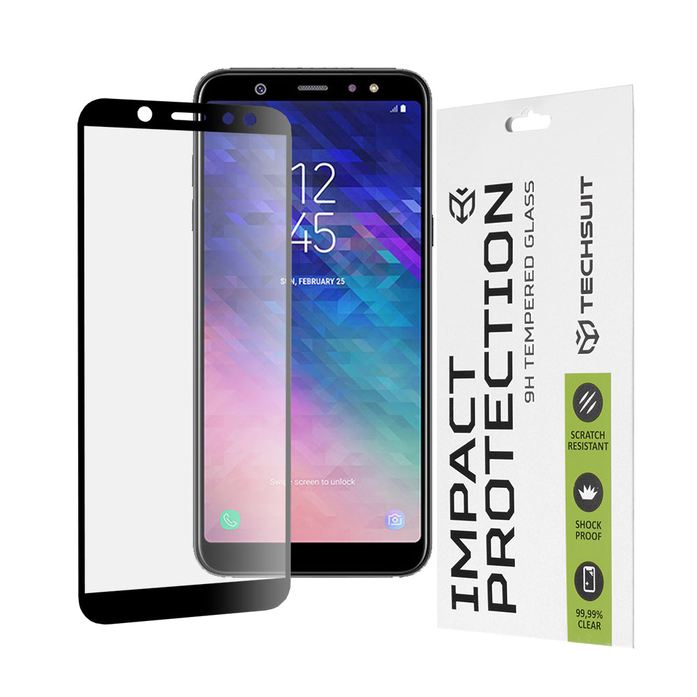 Película protetora de ecrã Techsuit para Samsung Galaxy A6 (2018) A600, Vidro Temperado, Full Glue, 111D, Preto