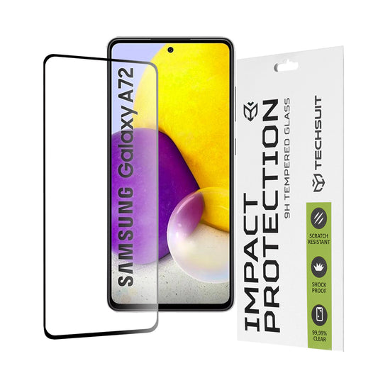 Película protetora de ecrã Techsuit para Samsung Galaxy A72 A725 / A72 5G A726, Vidro Temperado, Full Glue, 111D, Preta