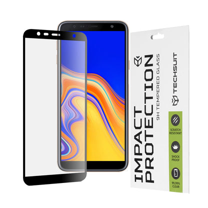 Película protetora de ecrã Techsuit para Samsung Galaxy J6+ J610 / J4 Plus (2018) J415, Vidro Temperado, Full Glue, 111D, Preta