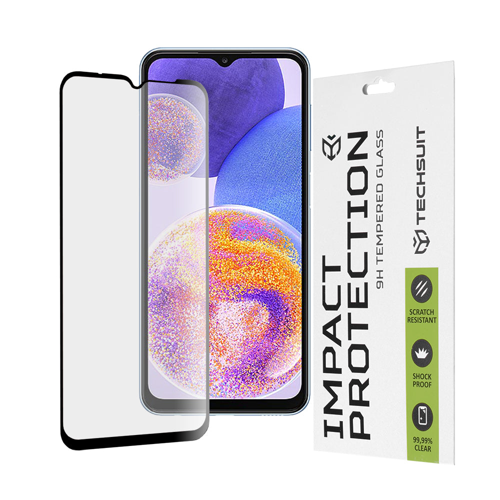 Película protetora de ecrã Techsuit para Samsung Galaxy M13 M135 / F13 E135 / A23 5G A236 / A23 A235, Vidro Temperado, Full Glue, 111D, Preto