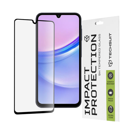 Película protetora de ecrã Techsuit para Samsung Galaxy M15 / A15 5G A156 / A15 A155 / A25 A256, Vidro Temperado, Full Glue, 111D, Preto