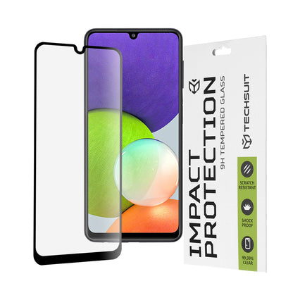 Película protetora de ecrã Techsuit para Samsung Galaxy M22 M225 / A22 A225, Vidro Temperado, Full Glue, 111D, Preta