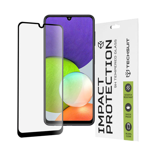 Película protetora de ecrã Techsuit para Samsung Galaxy M22 M225 / A22 A225, Vidro Temperado, Full Glue, 111D, Preta