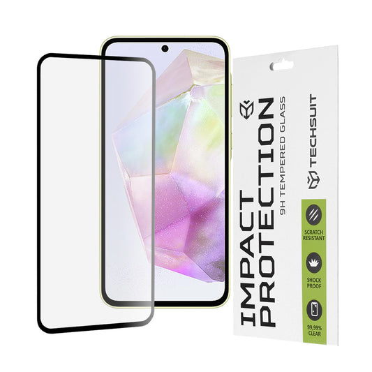 Película protetora de ecrã Techsuit para Samsung Galaxy M56 M566 / M35 / A55 5G A556 / A35 5G A356, Vidro Temperado, Cola Total, 111D, Preta