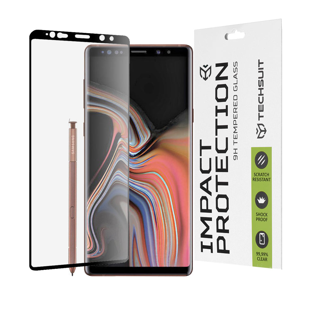 Película protetora de ecrã Techsuit para Samsung Galaxy Note 9 N960, Vidro Temperado, Cola Total, 111D, Preta