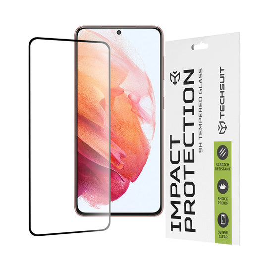 Película protetora de ecrã Techsuit para Samsung Galaxy S21 5G G991, Vidro Temperado, Cola Total, 111D, Preta