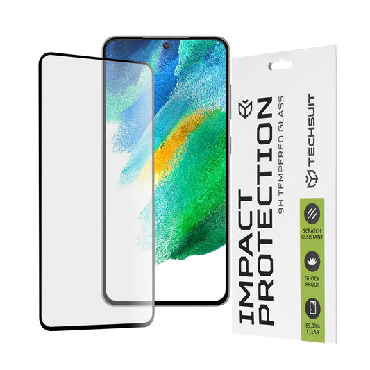 Película protetora de ecrã Techsuit para Samsung Galaxy S21 FE 5G G990, Vidro Temperado, Full Glue, 111D, Preto