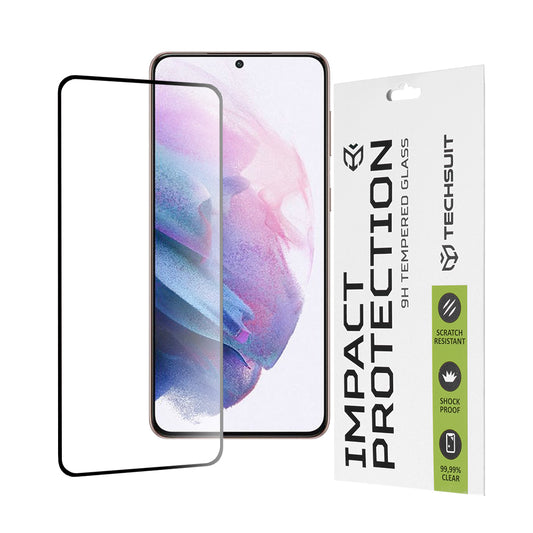 Película protetora de ecrã Techsuit para Samsung Galaxy S21+ 5G G996, Vidro Temperado, Full Glue, 111D, Preto
