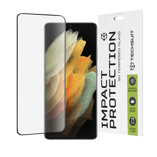 Película protetora de ecrã Techsuit para Samsung Galaxy S21 Ultra 5G G998, Vidro Temperado, Full Glue, 111D, Preto