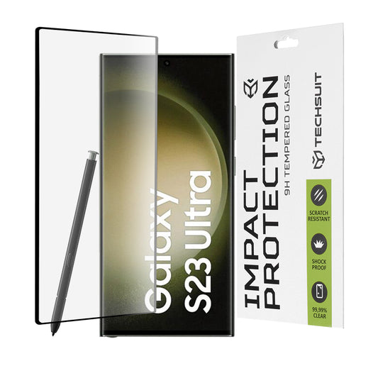 Película protetora de ecrã Techsuit para Samsung Galaxy S23 Ultra S918, Vidro Temperado, Cola Total, 111D, Preta