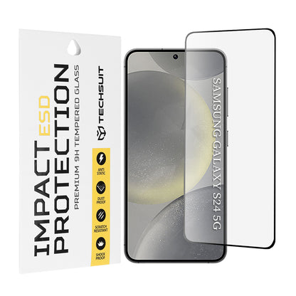 Película protetora de ecrã Techsuit para Samsung Galaxy S24 S921, Vidro Temperado, Cola Total, Preto
