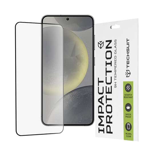 Película protetora de ecrã Techsuit para Samsung Galaxy S25 S931 / S24 S921, Vidro Temperado, Full Glue, 111D, Preta