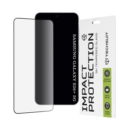 Techsuit Screen Protector for Samsung Galaxy S26 Plus S947, Tempered Glass, Full Glue, 111D, Black