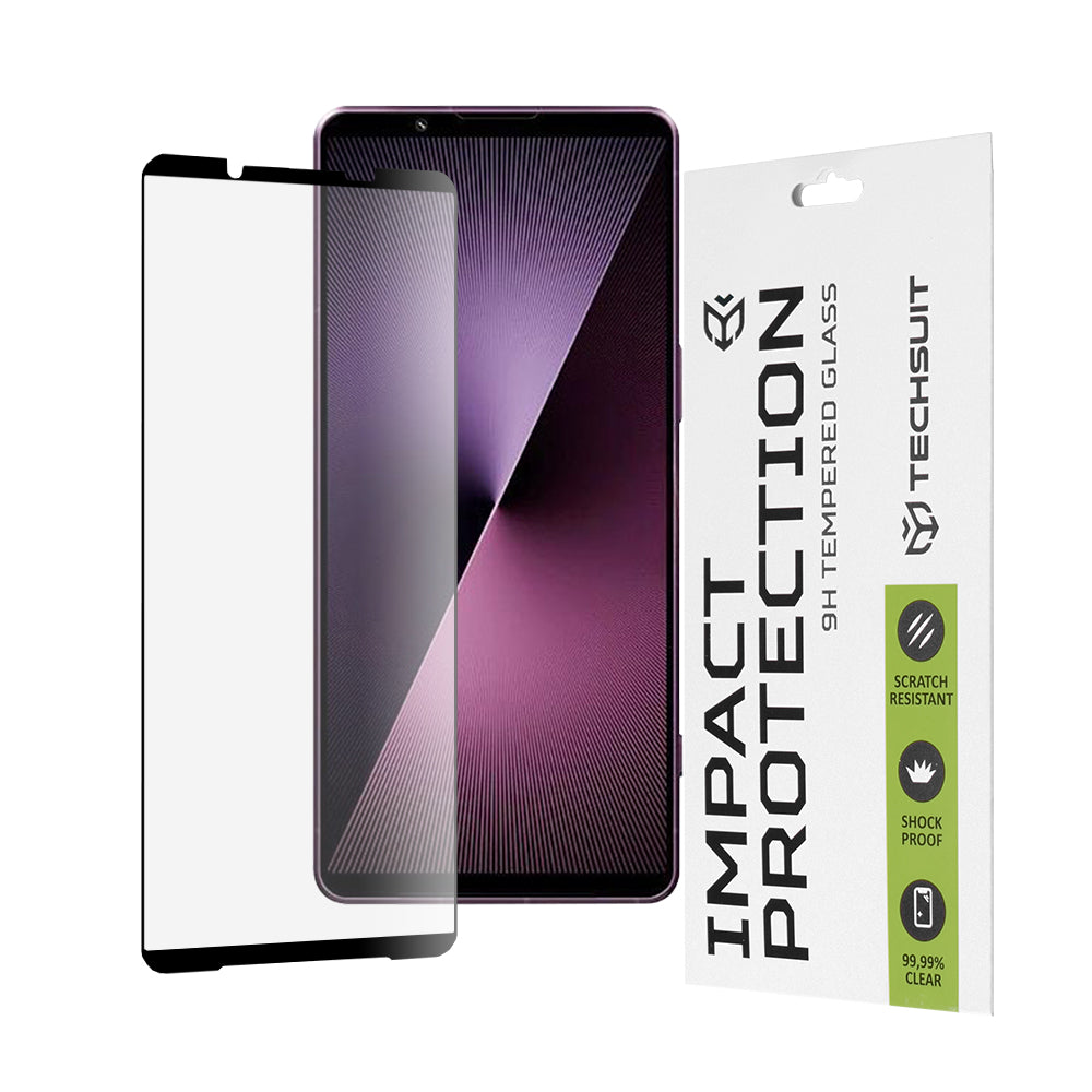 Película protetora de ecrã Techsuit para Sony Xperia 1 VII, Vidro Temperado, Cola Total, 111D, Preta