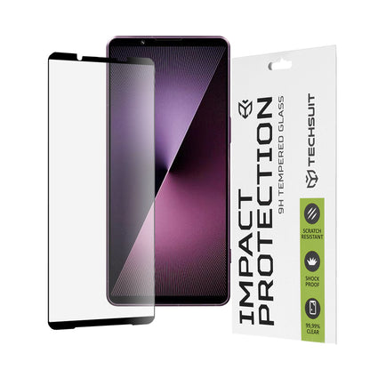 Película protetora de ecrã Techsuit para Sony Xperia 1 VII, Vidro Temperado, Cola Total, 111D, Preta
