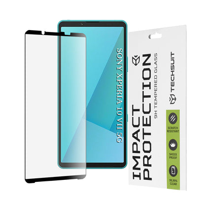Película protetora de ecrã Techsuit para Sony Xperia 10 VII, Vidro Temperado, Full Glue, 111D, Preto