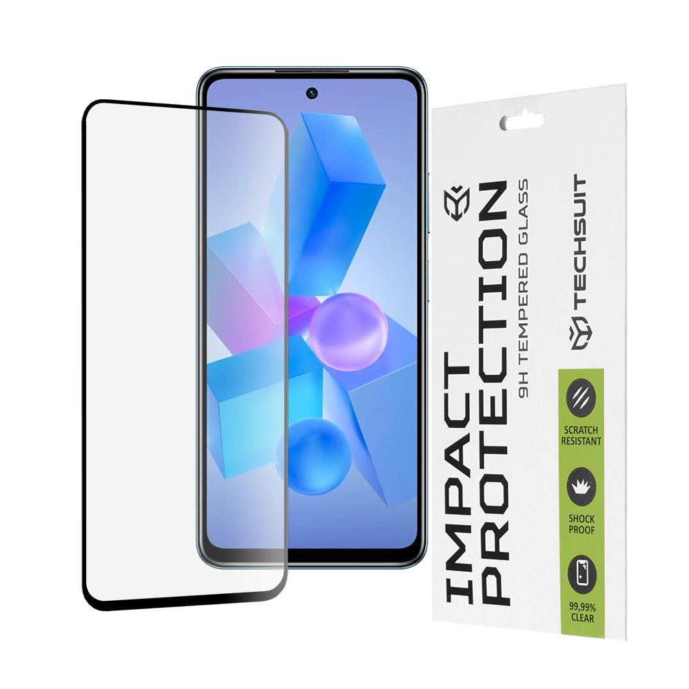 Película protetora de ecrã Techsuit para Tecno Spark 20 Pro / Pova 5 Pro / Hot 40 / Hot 40 Pro, Vidro Temperado, Cola Total, 111D, Preta