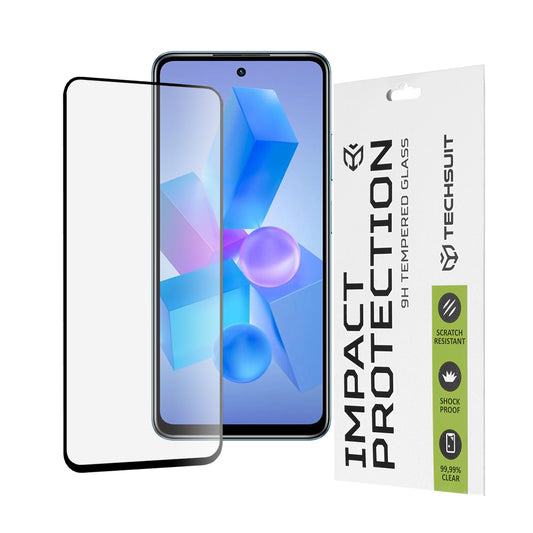 Película protetora de ecrã Techsuit para Tecno Spark 20 Pro / Pova 5 Pro / Hot 40 / Hot 40 Pro, Vidro Temperado, Cola Total, 111D, Preta