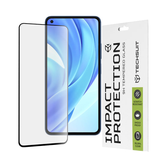 Película protetora de ecrã Techsuit para Xiaomi 11 Lite 5G NE / Mi 11 Lite 5G / 11 Lite, Vidro Temperado, Cola Total, 111D, Preta