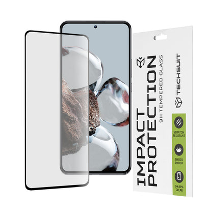 Película protetora de ecrã Techsuit para Xiaomi 12T / 12T Pro, Vidro Temperado, Cola Total, 111D, Preta