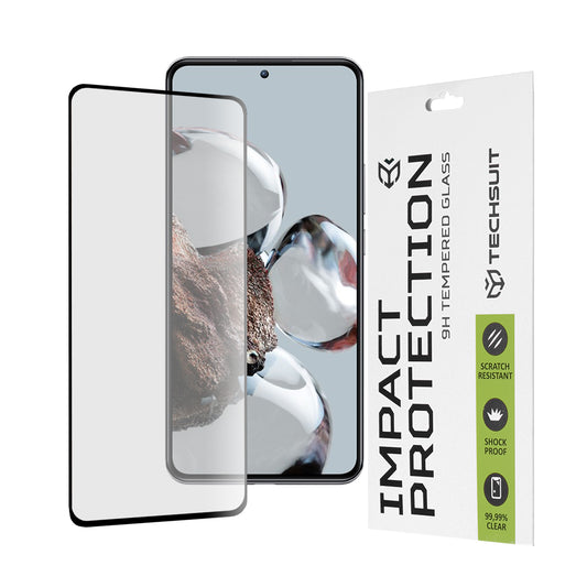 Película protetora de ecrã Techsuit para Xiaomi 12T / 12T Pro, Vidro Temperado, Cola Total, 111D, Preta
