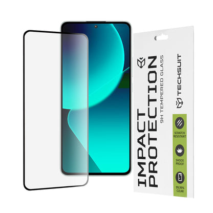 Película protetora de ecrã Techsuit para Xiaomi 13T Pro / 13T, Vidro Temperado, Cola Total, 111D, Preta