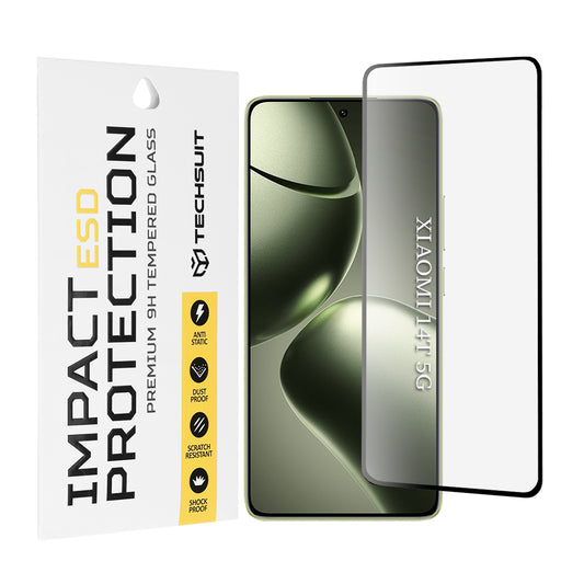 Película protetora de ecrã Techsuit para Xiaomi 14T Pro / 14T, Vidro Temperado, Cola Total, Preta