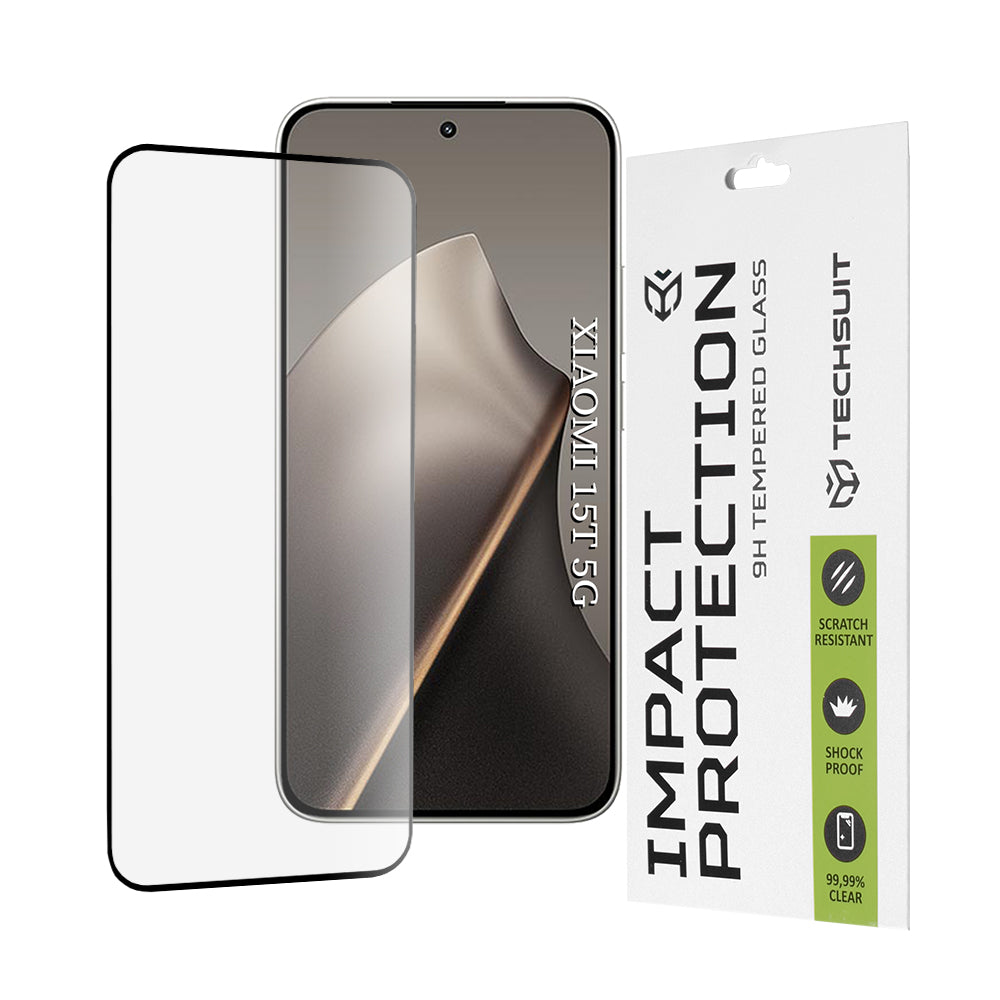 Película de Proteção de Ecrã Techsuit para Xiaomi 15T, Vidro Temperado, Full Glue, 111D, Preta