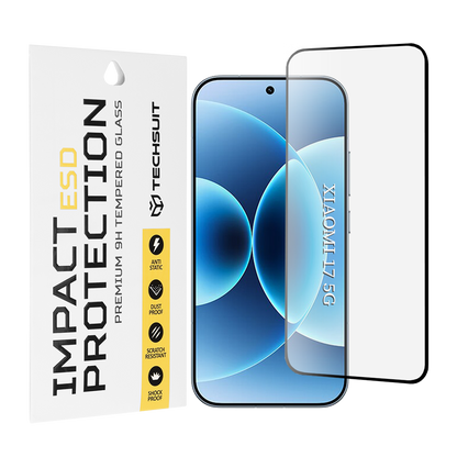 Película de proteção Ecran Techsuit para Xiaomi 17, Vidro Temperado, Full Glue, Preta