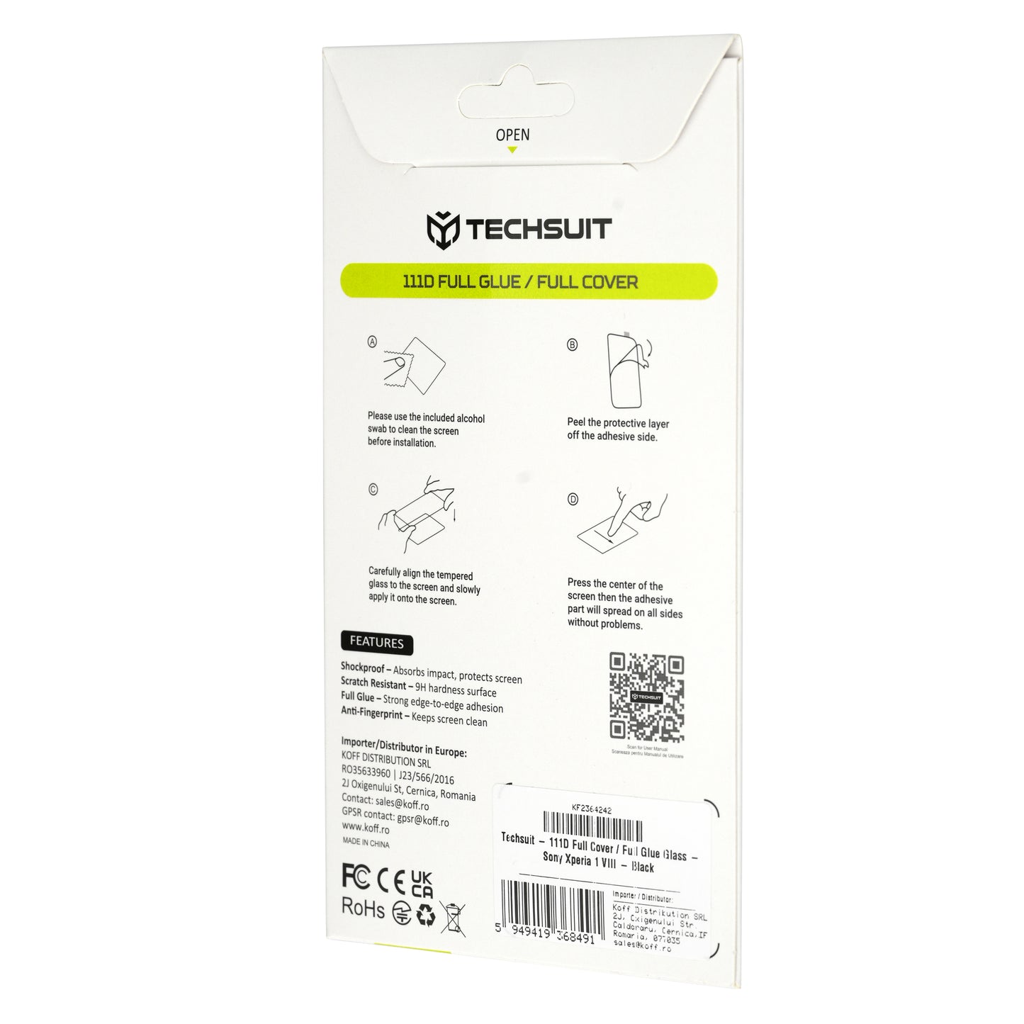 Película protetora de ecrã Techsuit para Xiaomi 17T Pro, vidro temperado, cola total, 111D, preta