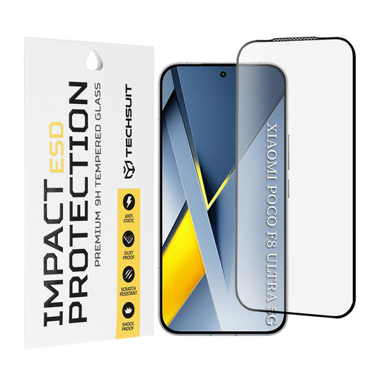 Película de proteção de ecrã Techsuit para Xiaomi Poco F8 Ultra, Vidro Temperado, Full Glue, Preta