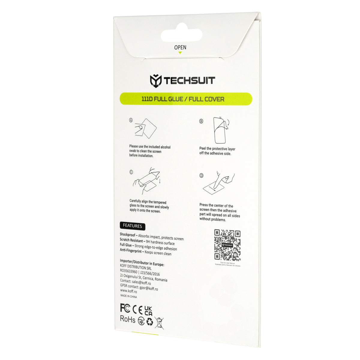 Película protetora de ecrã Techsuit para Xiaomi Poco F9 Ultra, Vidro Temperado, Full Glue, 111D, Preto