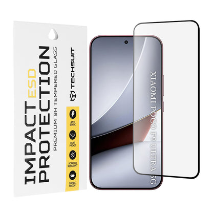 Película de proteção de ecrã Techsuit para Xiaomi Poco F9 Ultra, vidro temperado, adesivo integral, preta