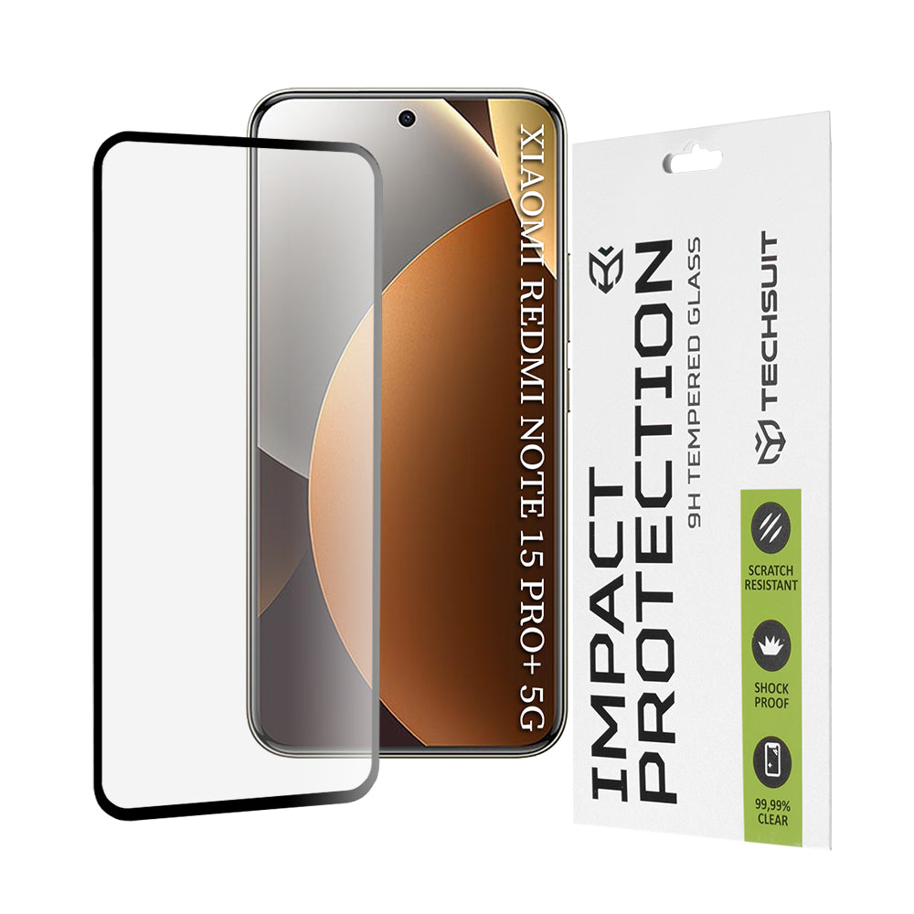 Película de Proteção de Ecrã Techsuit para Xiaomi Poco M8 Pro / Redmi Note 15 Pro+ 5G, Vidro Temperado, Full Glue, 111D, Preta