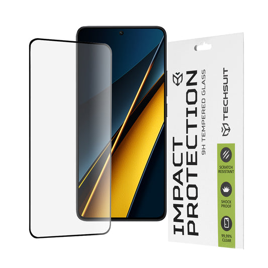 Película protetora de ecrã Techsuit para Xiaomi Poco X6 Pro, Vidro Temperado, Full Glue, 111D, Preta