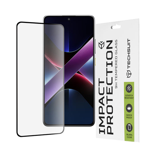 Película protetora de ecrã Techsuit para Xiaomi Poco X7 Pro, Vidro Temperado, Full Glue, 111D, Preto