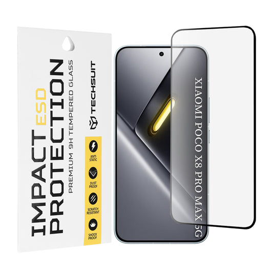 Película de Proteção de Ecrã Techsuit para Xiaomi Poco X8 Pro Max, Vidro Temperado, Full Glue, Preta