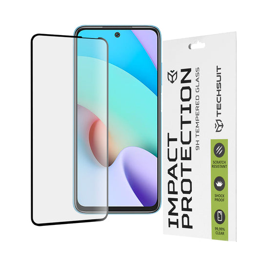 Película protetora de ecrã Techsuit para Xiaomi Redmi 10 2022 / 10 (2021), Vidro Temperado, Cola Total, 111D, Preta