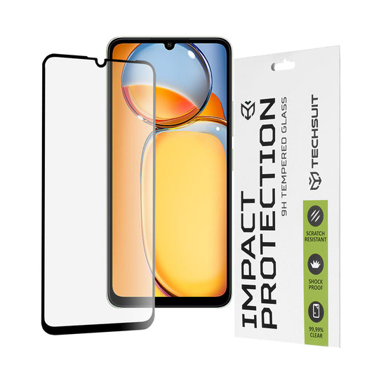 Película protetora de ecrã Techsuit para Xiaomi Redmi 13C 5G / 13C / Poco C65, Vidro Temperado, Cola Total, 111D, Preta