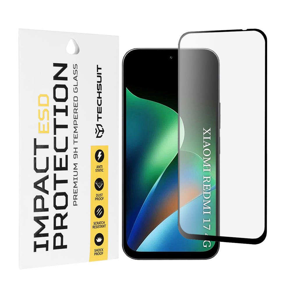 Película protetora de ecrã Techsuit para Xiaomi Redmi 17 5G / 17 4G, Vidro Temperado, Cola Total, Preta