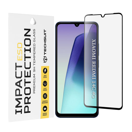 Película protetora de ecrã Techsuit para Xiaomi Redmi A5 4G (Regional) / 14C / Poco C75, Vidro Temperado, Cola Total, Preta