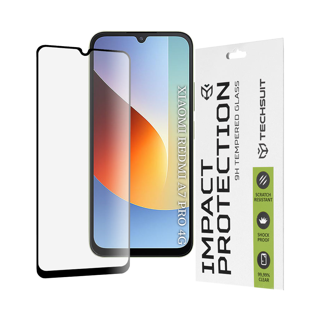 Película protetora de ecrã Techsuit para Xiaomi Redmi A7 Pro 4G, Vidro Temperado, Full Glue, 111D, Preta