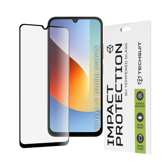 Película protetora de ecrã Techsuit para Xiaomi Redmi A7 Pro 4G, Vidro Temperado, Full Glue, 111D, Preta