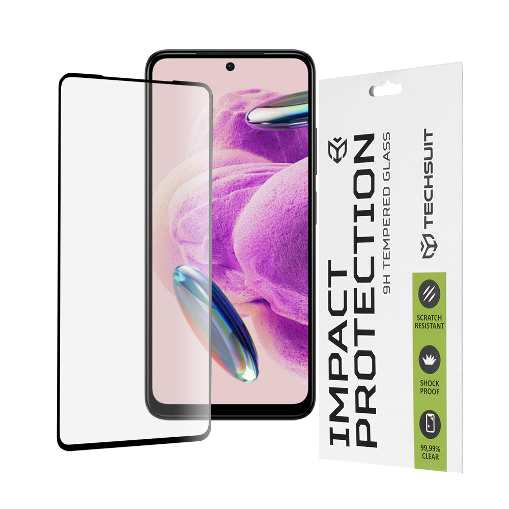 Película protetora de ecrã Techsuit para Xiaomi Redmi Note 12S, Vidro Temperado, Cola Total, 111D, Preta