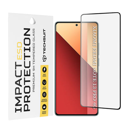 Película protetora de ecrã Techsuit para Xiaomi Redmi Note 13 Pro 4G / Poco M6 Pro 4G, Vidro Temperado, Cola Total, Preta