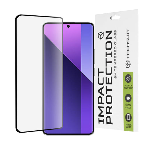 Película protetora de ecrã Techsuit para Xiaomi Redmi Note 14 Pro 4G / Note 14 Pro+ 5G / Note 14 Pro 5G, Vidro Temperado, Cola Total, 111D, Preta