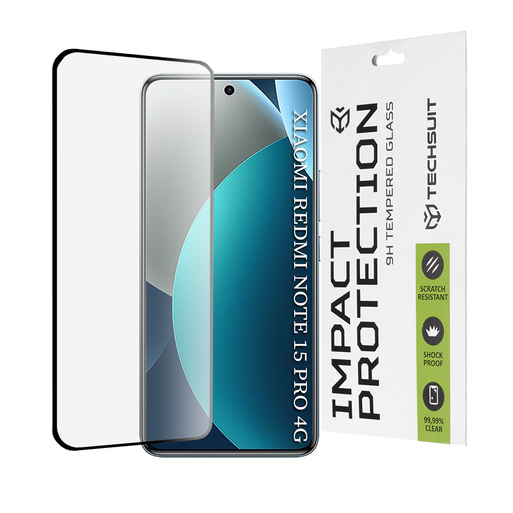 Película de Proteção de Ecrã Techsuit para Xiaomi Redmi Note 15 Pro 4G, Vidro Temperado, Full Glue, 111D, Preta