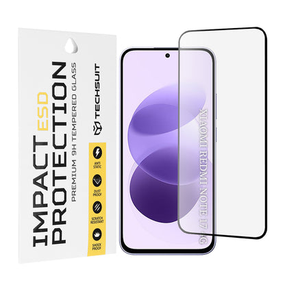 Película de proteção de ecrã Techsuit para Xiaomi Redmi Note 17 4G / Note 17 5G, vidro temperado, colagem total, preta