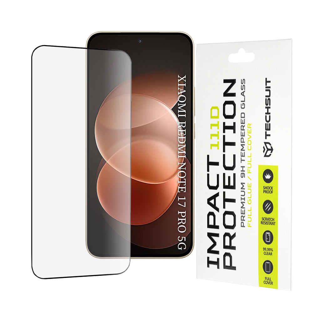 Película protetora de ecrã Techsuit para Xiaomi Redmi Note 17 Pro / Note 17 Pro Max, Vidro Temperado, Full Glue, 111D, Preto