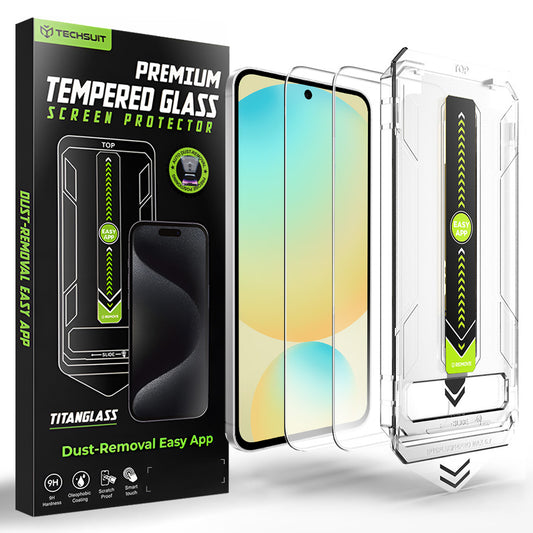 Película protetora de ecrã Techsuit TitanGlass CrystalHD para Samsung Galaxy A56 A566 / S24 FE S721, Vidro Temperado, Cola Total, Conjunto de 2 peças